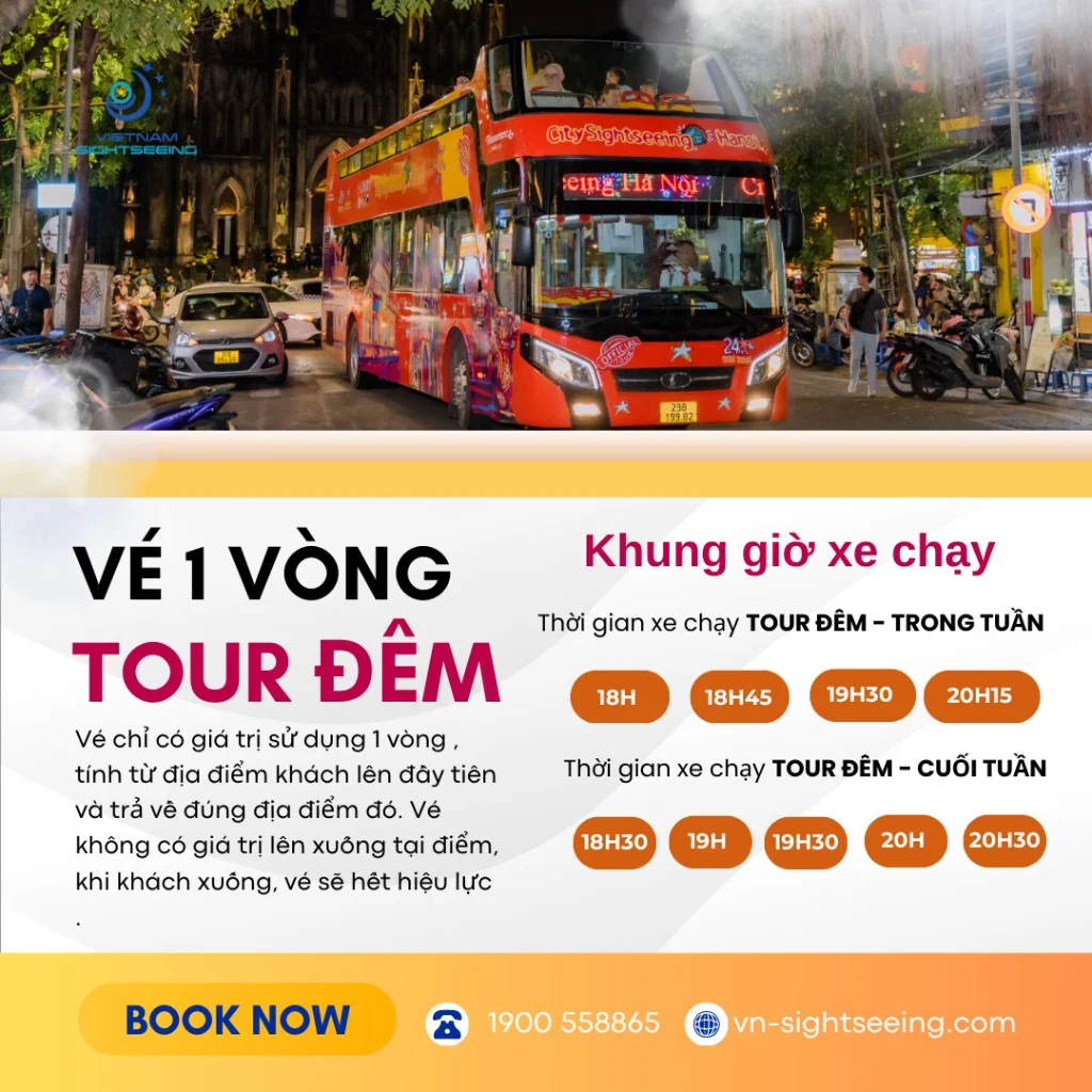 Thông tin Vé 1 vòng Tour đêm của buýt 2 tầng - Vietnam Sightseeing