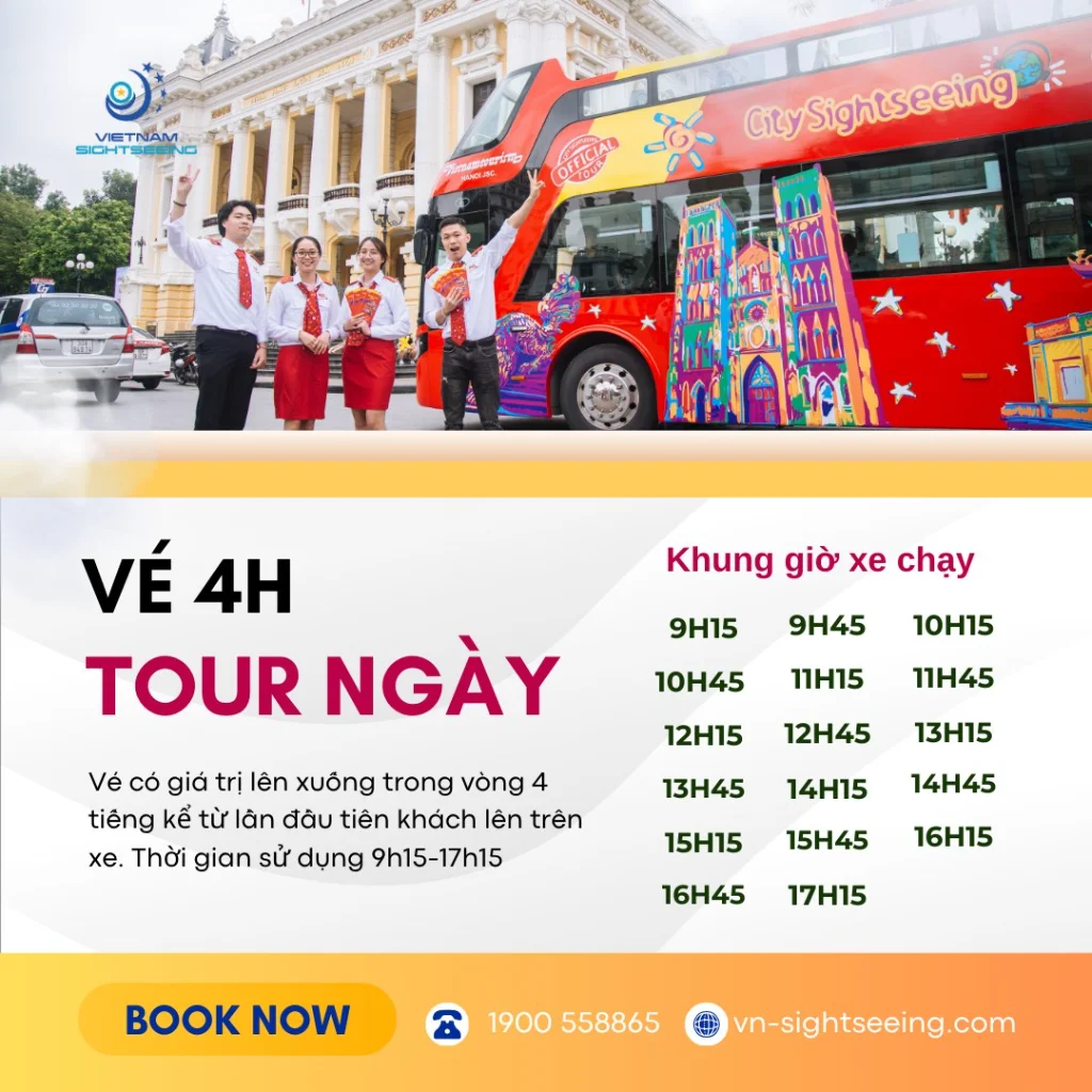 Thông tin Vé 4 giờ Tour ngày buýt 2 tầng - Vietnam Sightseeing