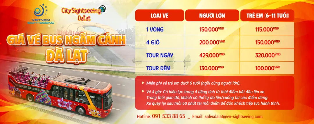 Giá vé xe bus 2 tầng Đà Lạt