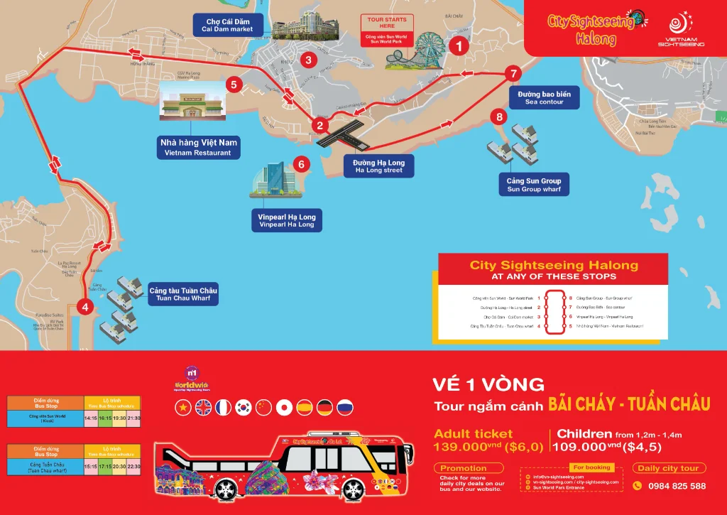 Lộ trình xe bus ngắm cảnh Hạ Long tuyến Bãi Cháy - Tuần Châu